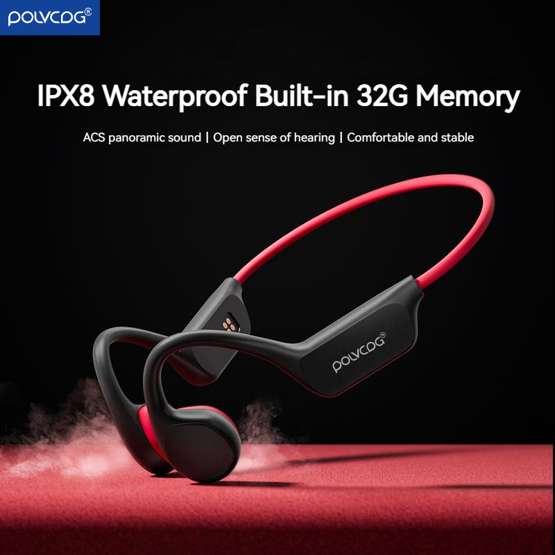 Bone Conduction Running Headphones - POLVCDG 骨伝導ヘッドセット X7 IPX8 32GB メモリ