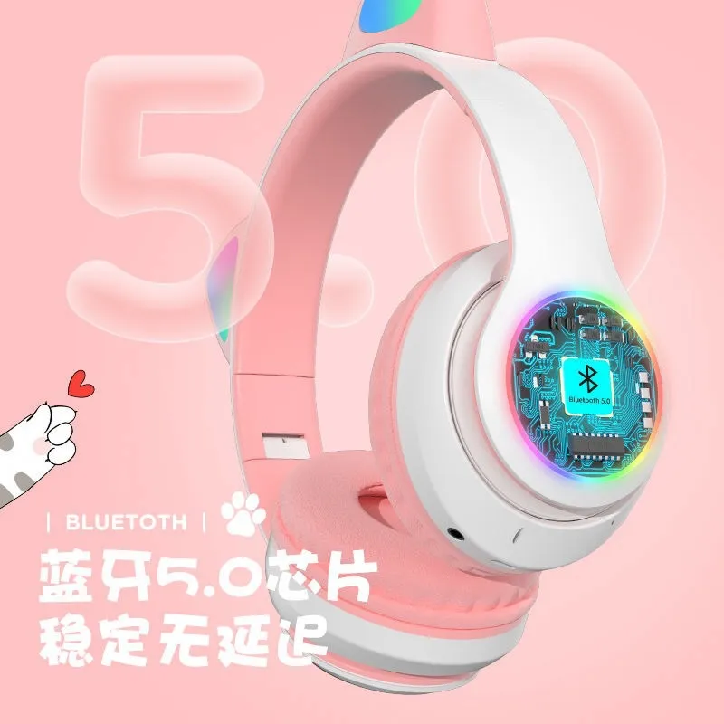 猫耳 Bluetooth ヘッドフォンワイヤレスノイズキャン - Cat Ear Bluetooth Headset Led のレビューと価格