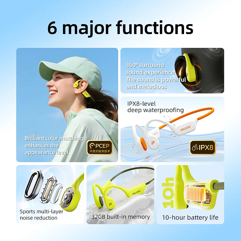 POLVCDG X9 骨伝導イヤホン 32G IPX8 防水 - Bone Conduction Running Headphones のレビューと価格