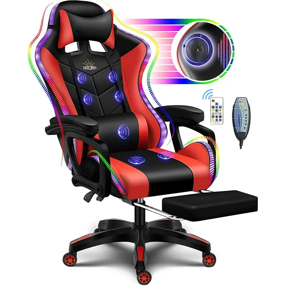 人間工学に基づいたハイバックゲーミングチェア（LED RGB - Speakers のレビューと価格