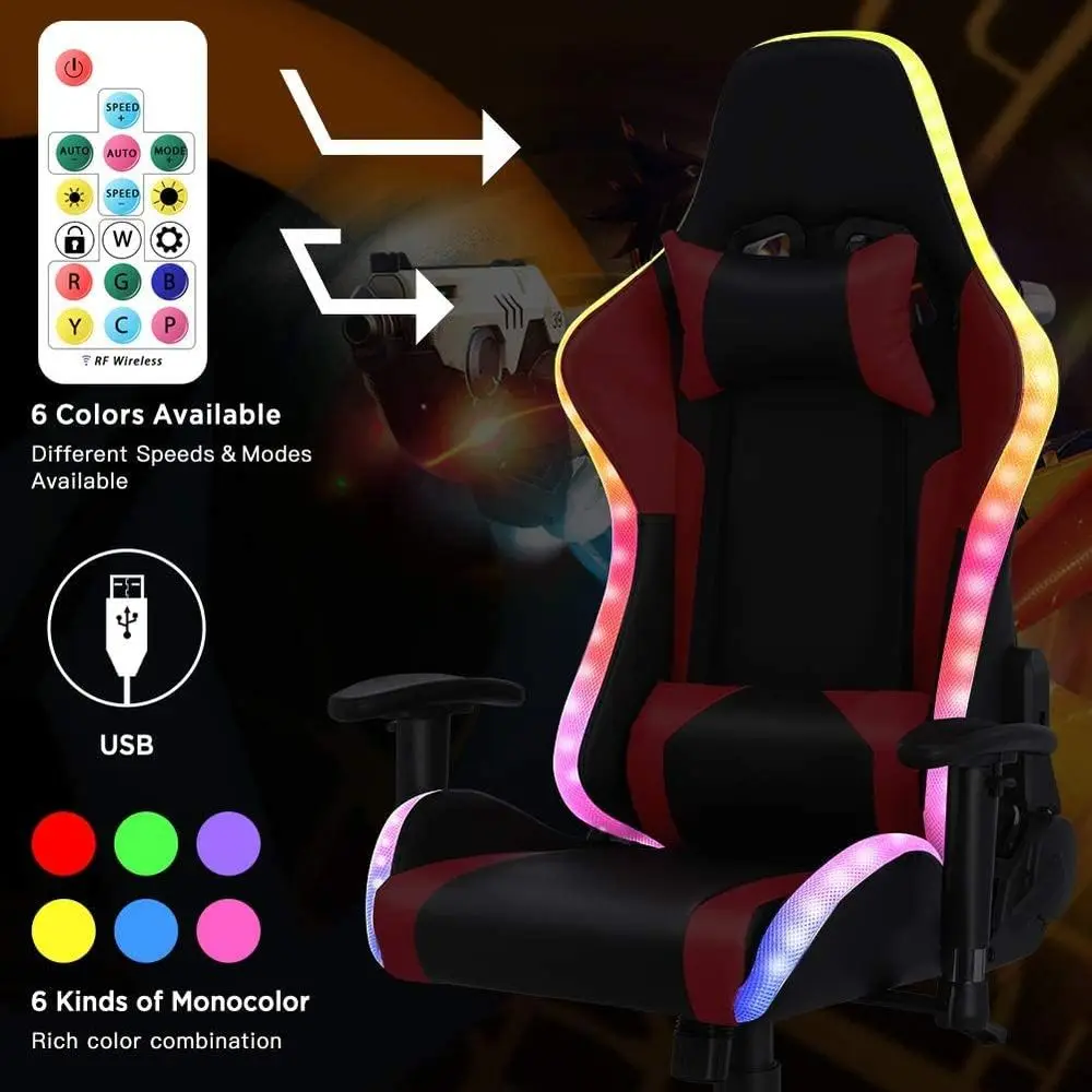 人間工学に基づいたハイバックゲーミングチェア（LED RGB - Speakers のレビューと価格