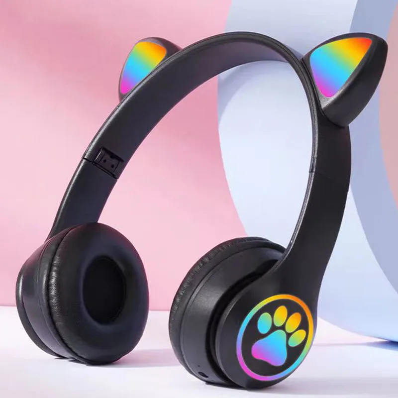 猫耳ワイヤレスヘッドフォン Bluetooth 5.4 折り - Cat Ear Bluetooth Headset Led のレビューと価格