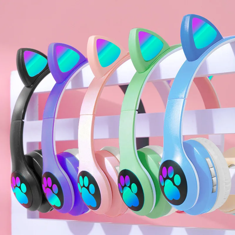 猫耳ワイヤレスヘッドフォン Bluetooth 5.4 折り - Cat Ear Bluetooth Headset Led のレビューと価格