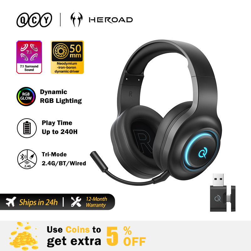 QCY Heroad V200 ゲーミングヘッドセット マイ - Gaming Headset With Mic Rgb のレビューと価格