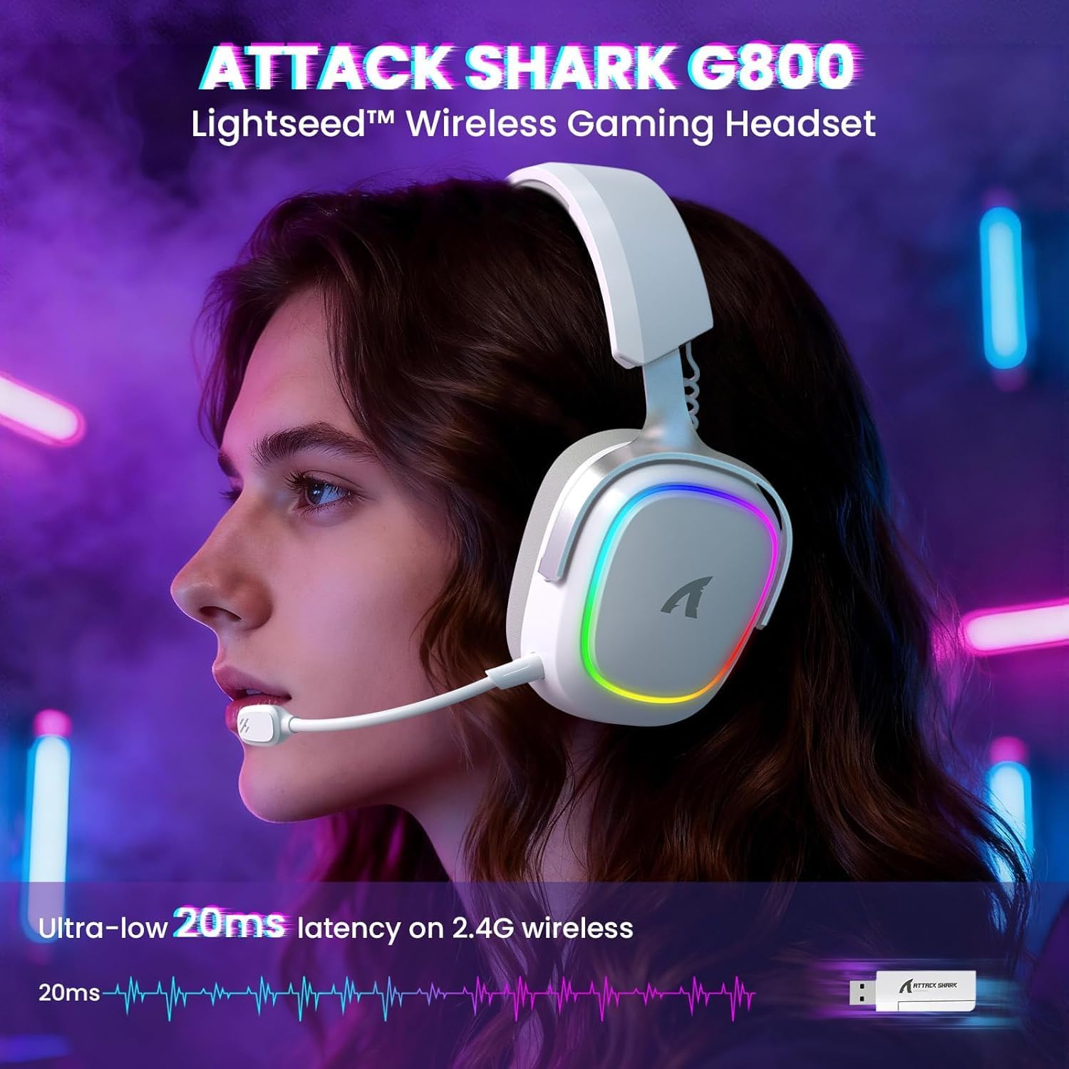 ATTACK SHARK G800 ワイヤレスゲーミングヘッ - Gaming Headset With Mic Rgb のレビューと価格