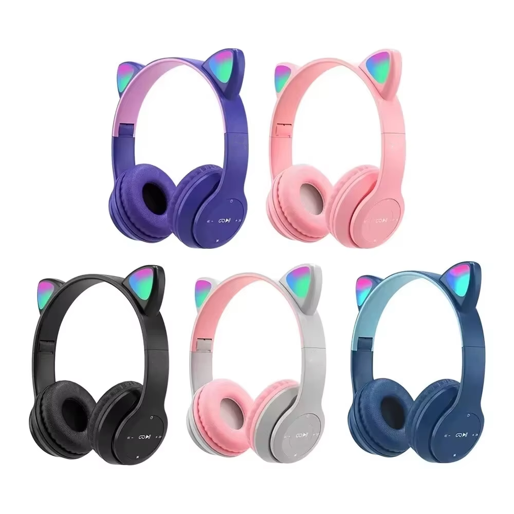 子供用P47Mワイヤレスゲームヘッドホン、フラッシュライト付 - Cat Ear Bluetooth Headset Led のレビューと価格